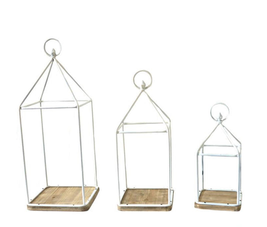 White & Wood Open Lantern