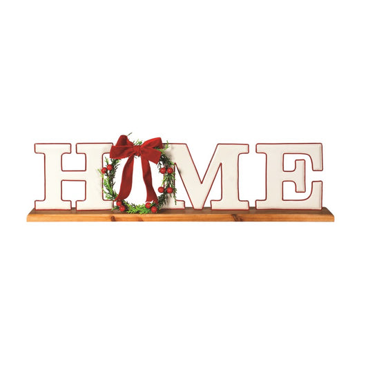Metal Tabletop “Home” W/Wreath