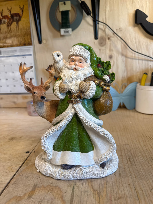 Green Woodland Santa W/Friends