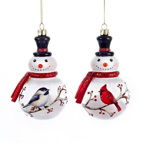 5" Snowman W/Bird Ornament ASST