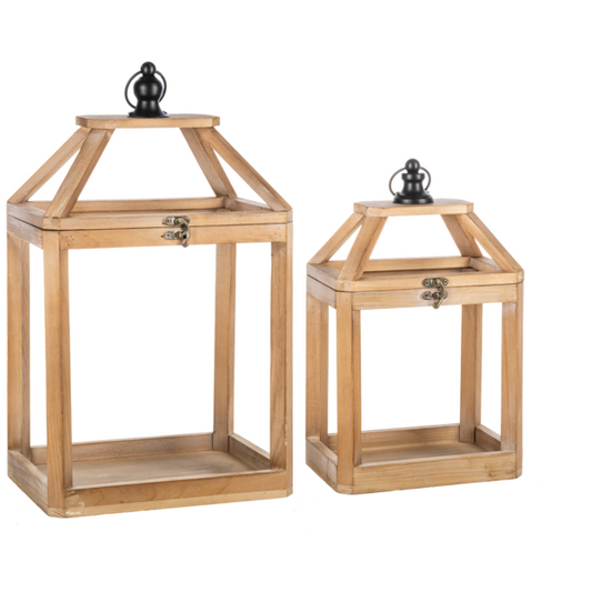 Wood Open Rectangle Lantern
