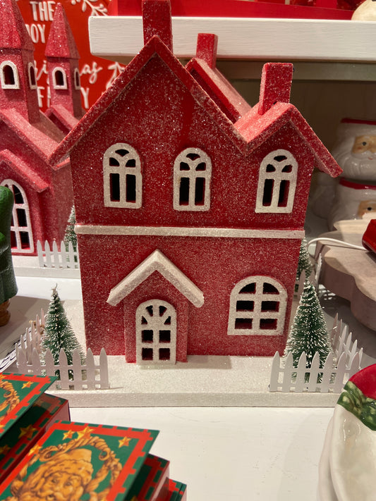 Lit Red Christmas House ASST