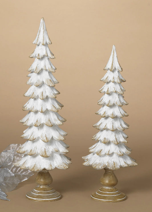 White/Wood Resin Trees Set/2