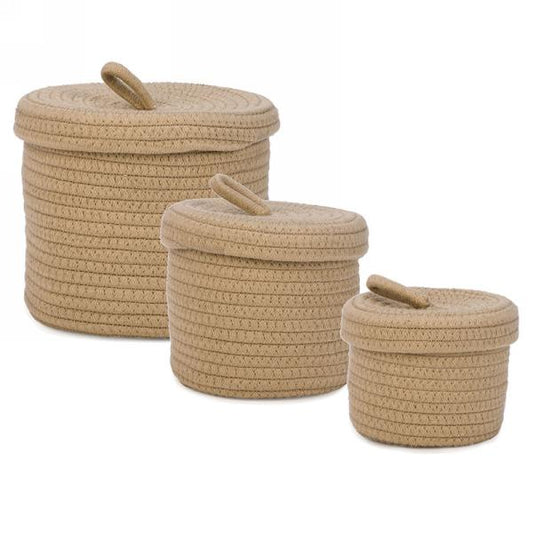 Natural Rope Basket W/Lid