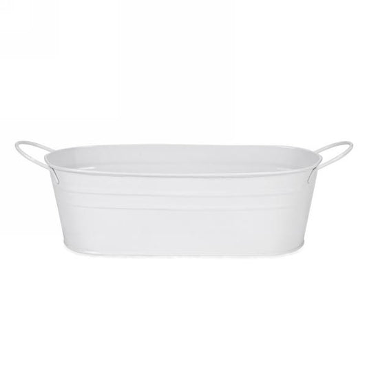 White Metal Oval Bucket