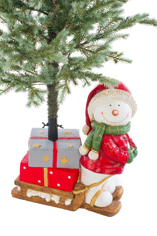 Snowman W/Gifts & Sled Tree Stand