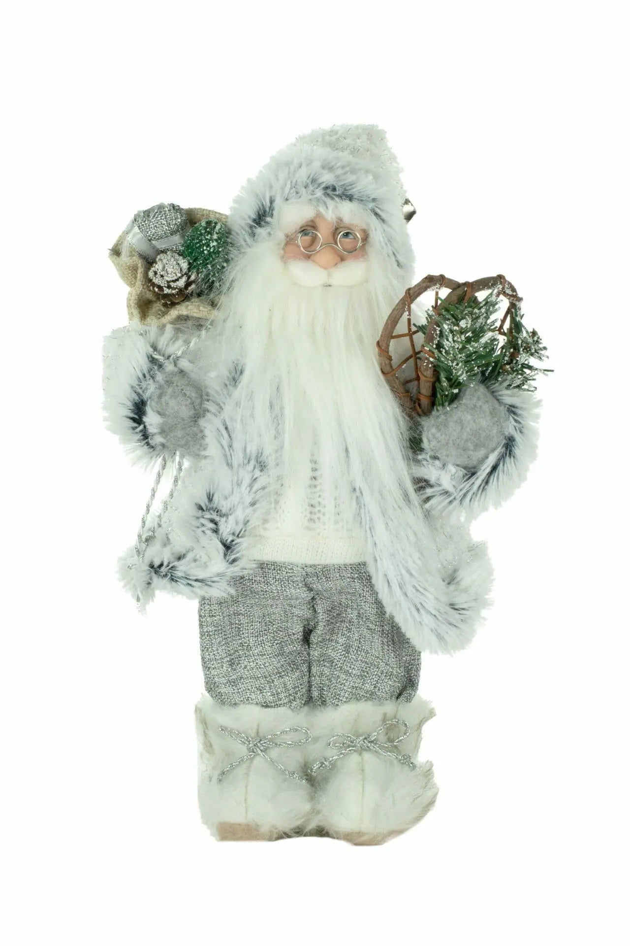 12" Gray & White Santa W/Snowshoes