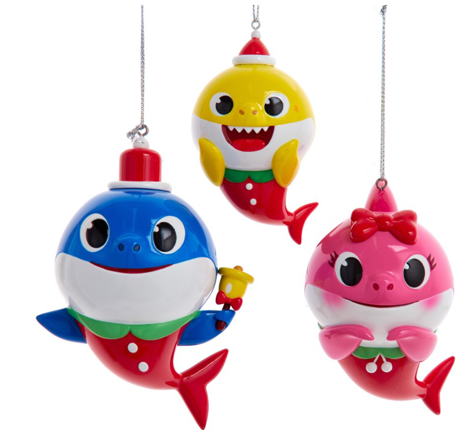 Baby Shark W/Santa Hat Ornaments ASST