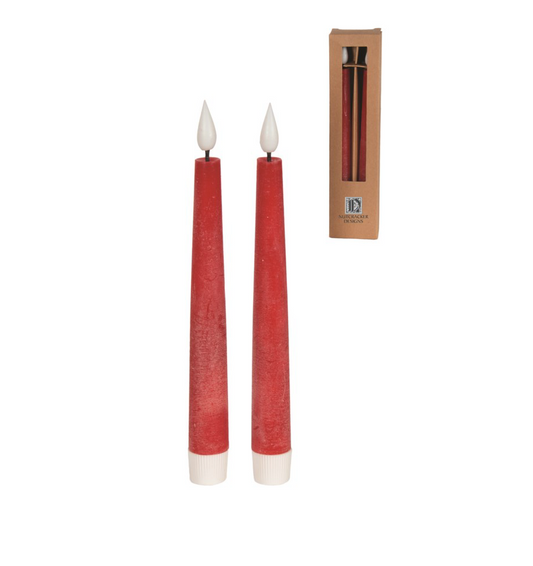 LED Red Taper Candles (Set 2)