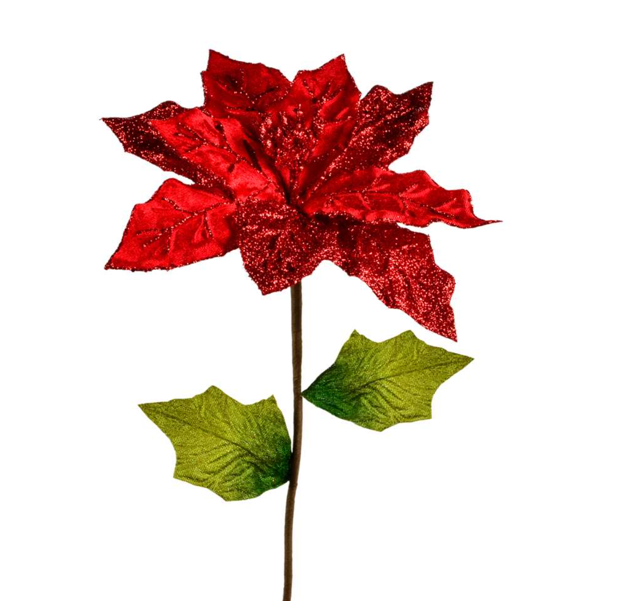 22" Glittered Poinsettia Stem