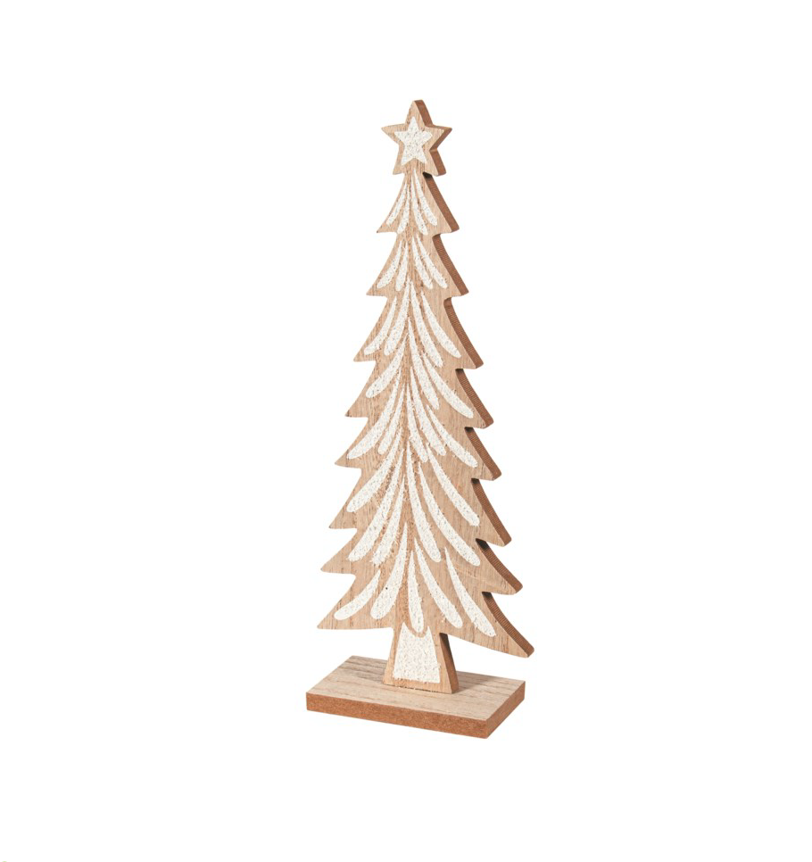 Natural Wood Tree W/Snow 11"