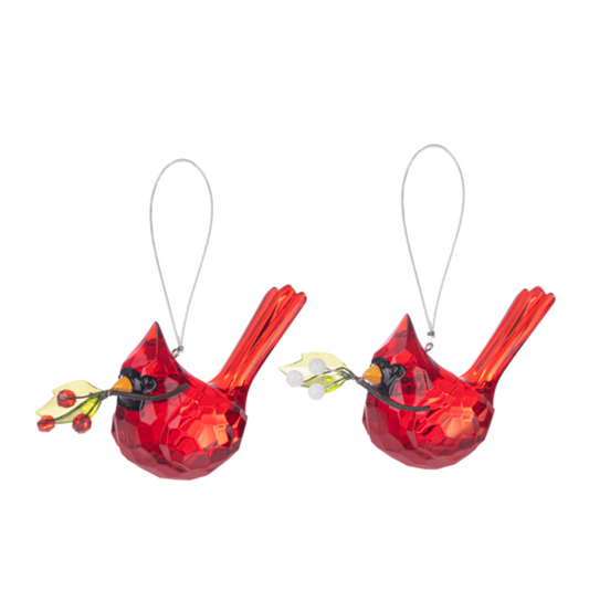 Elegant Berry Cardinal Ornament ASST