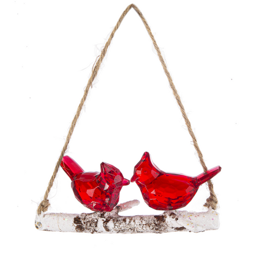 Mini Cardinals On Branch Ornament