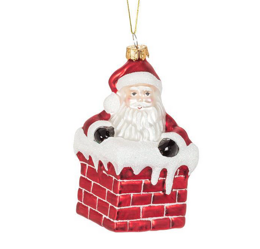 Santa In Chimney Ornament