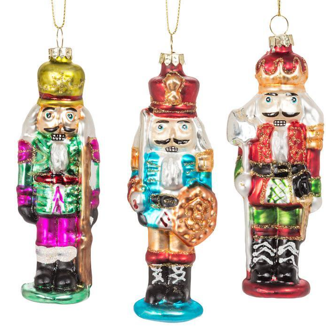 Glass Nutcracker Ornament ASST