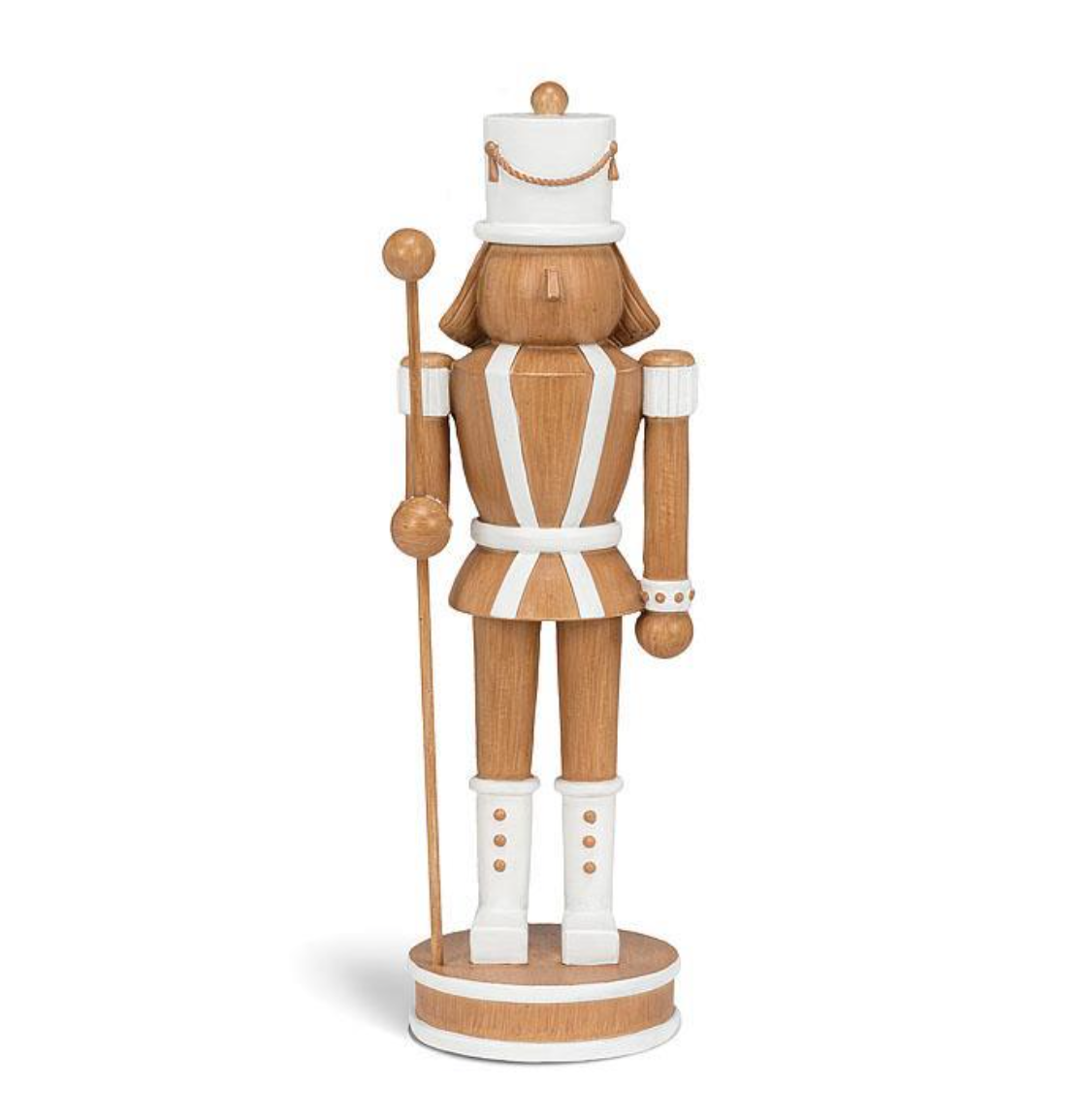 White & Wood Nutcracker W/Spear