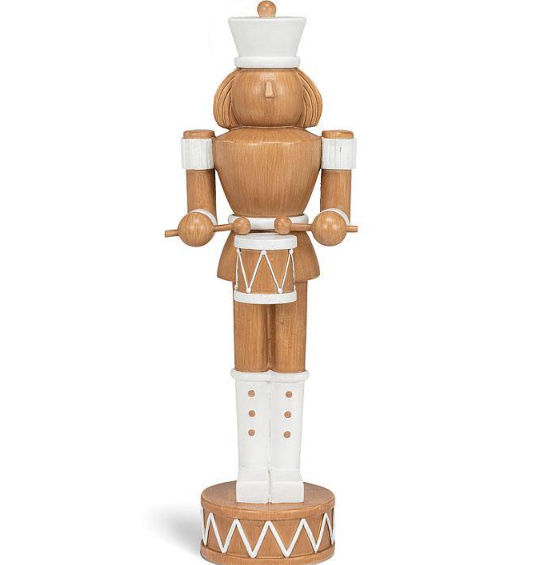 White & Wood Nutcracker W/Drum