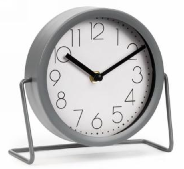 Grey Table Clock W/Stand