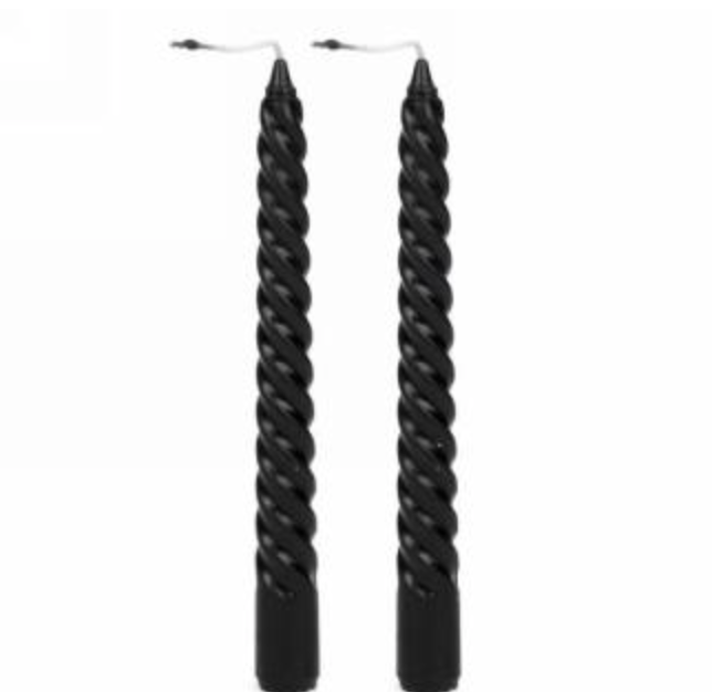 Black Twisted Taper Candle Set/2