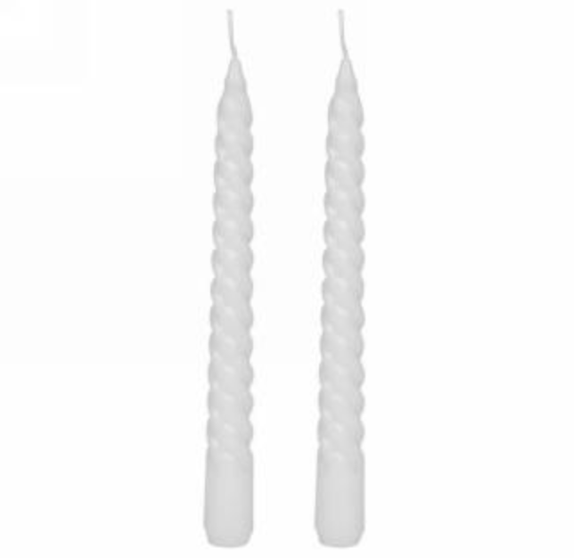 White Twisted Taper Candle Set/2