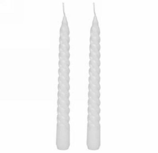 White Twisted Taper Candle Set/2