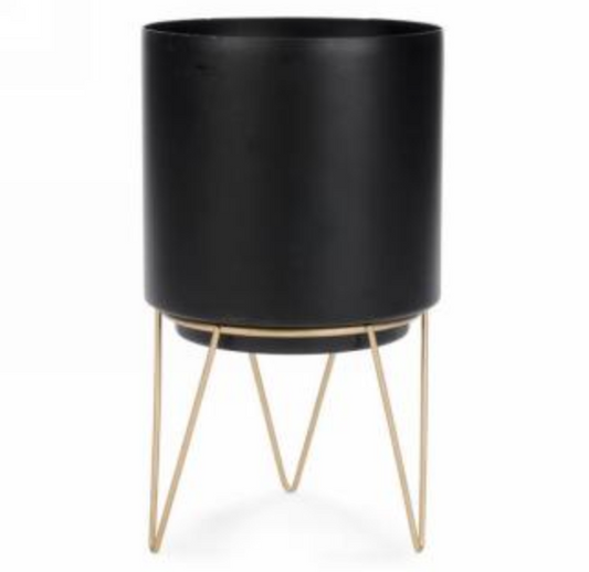 Black Planter W/Gold Stand