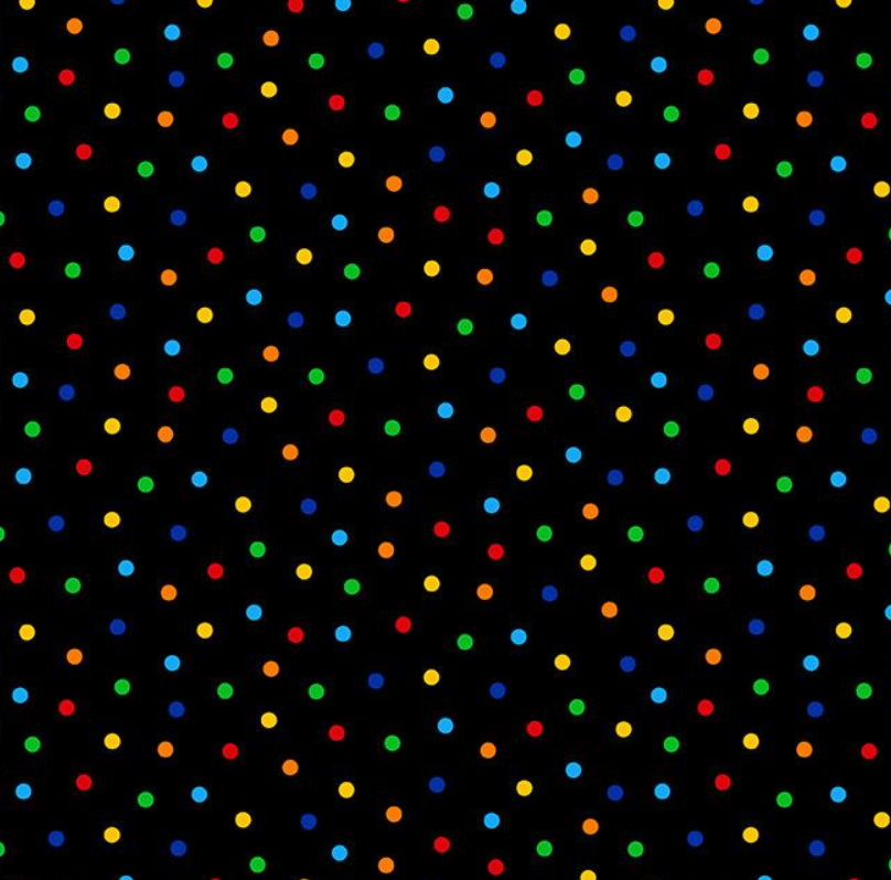 Black W/Multicoloured Polka Dot