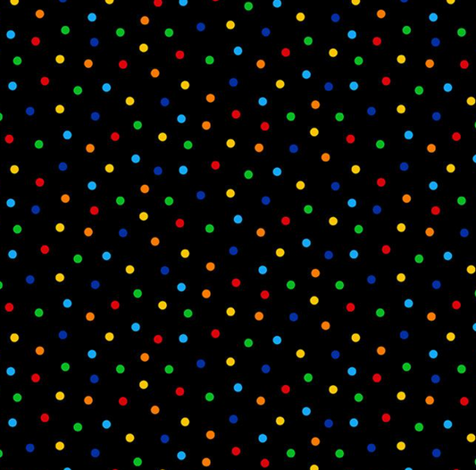 Black W/Multicoloured Polka Dot