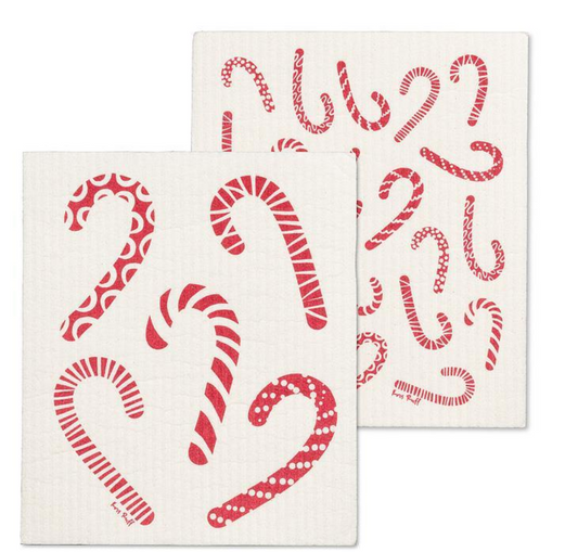 Candy Cane Swedish Dishcloth 2PK