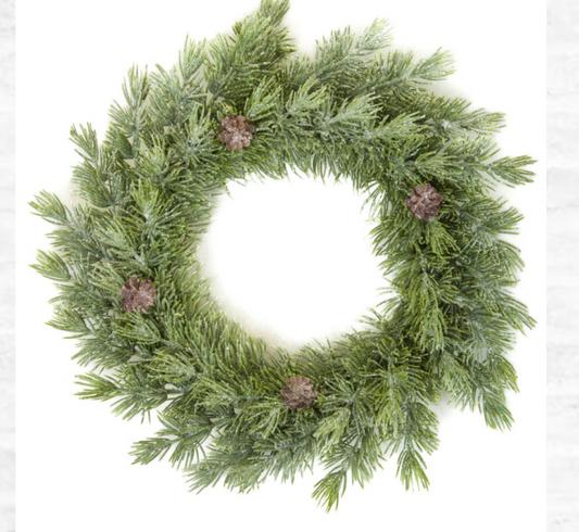 Glittery Wreath W/Pine Cones