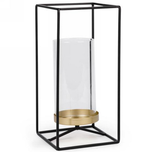 Metal Candle Holder W/Glass