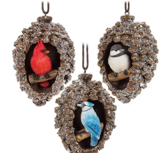 Bird In Pinecone Ornament