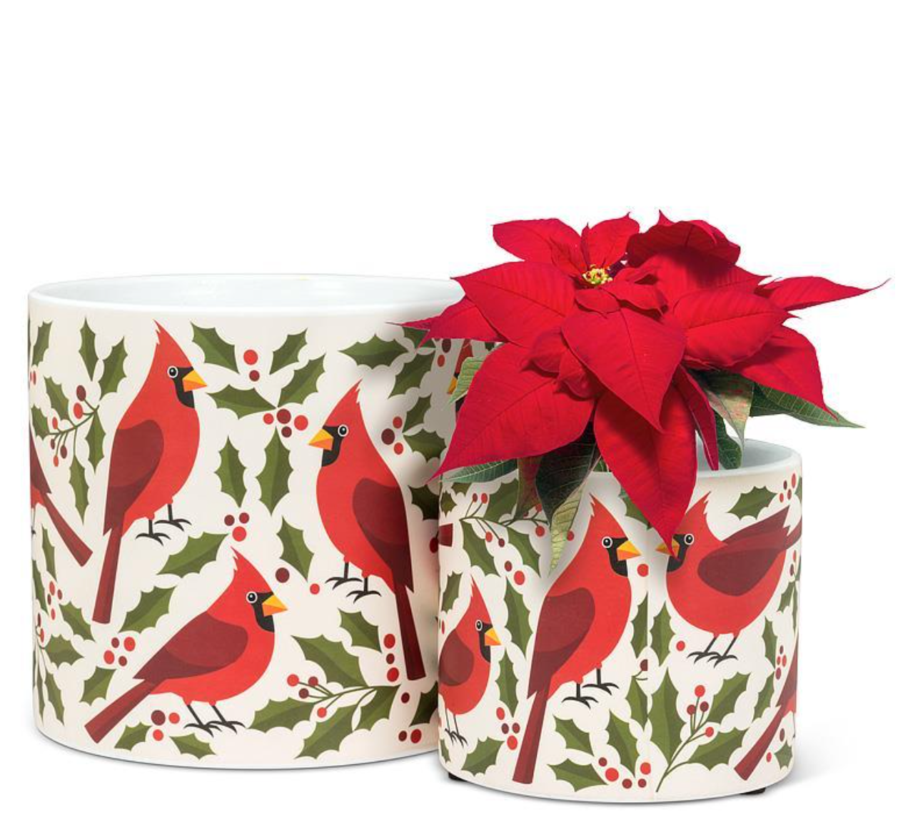 Cardinal & Holly Planter