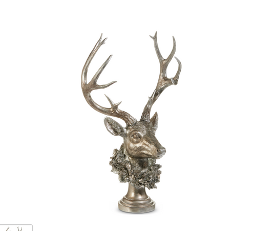 21" Pewter Buck W/ Wreath