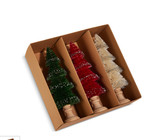 9" Bottle Brush Trees Set 3