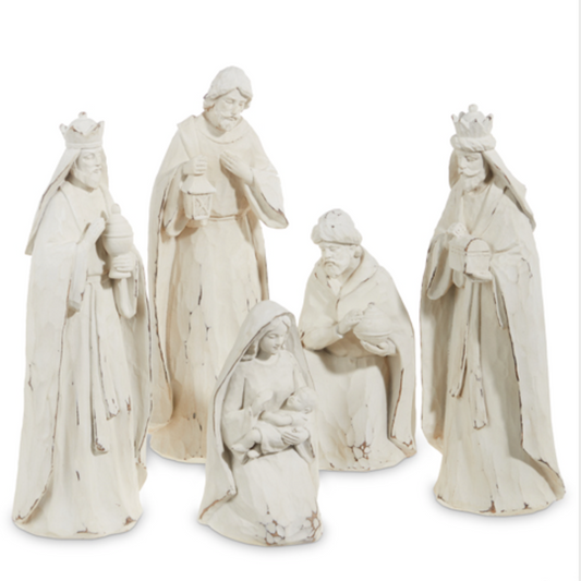 10" Whitewash Nativity