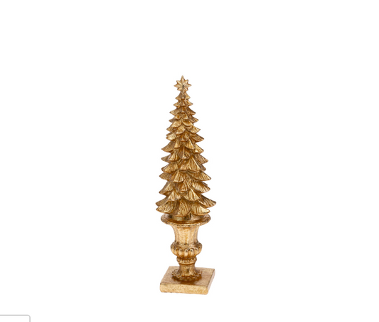 Gold Pine Tree Topiary