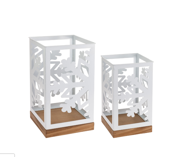White Metal Snowflake Lantern