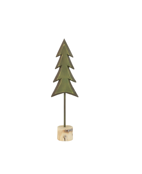 Green Stained Wood Tree W/Base