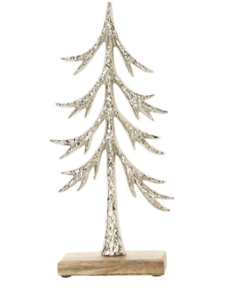 Cast Metal Silver Plated Tree On Base