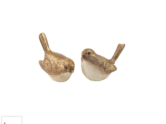 Resin Bird W/Gold LG