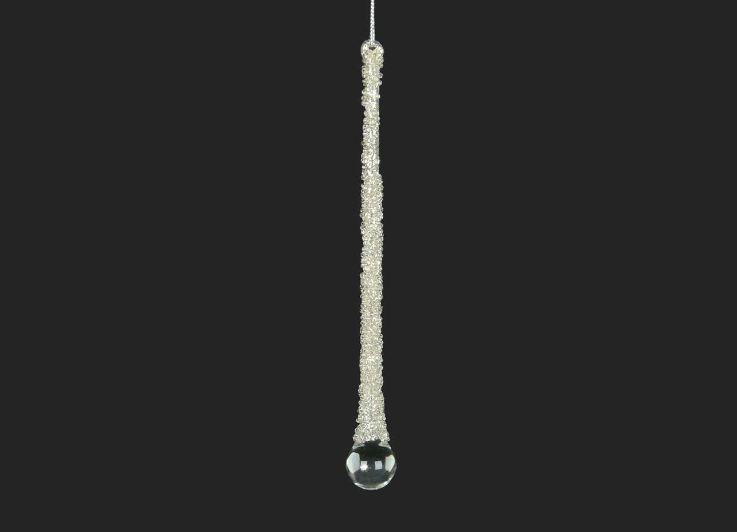 8" Glitter Glass Icicle Drop