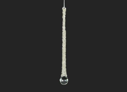 8" Glitter Glass Icicle Drop