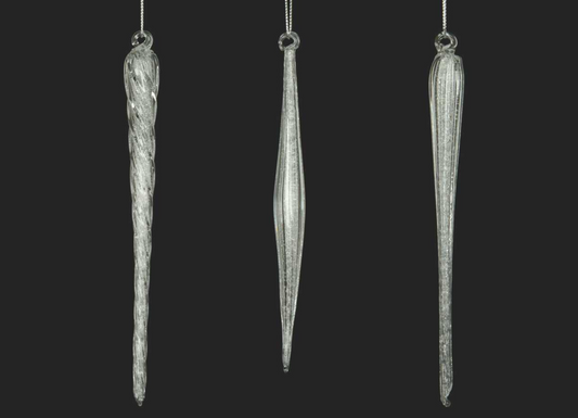 6" White Icicle Ornament