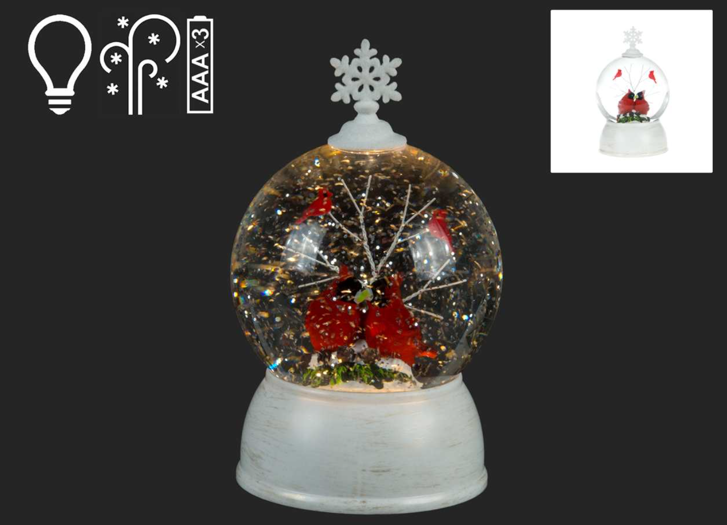 Cardinal Waterglobe W/Snowflake
