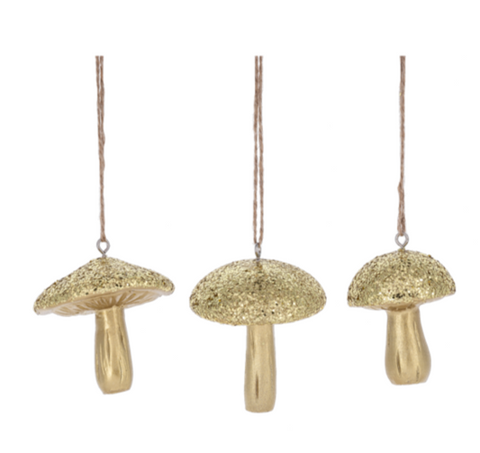 Gold Mushroom Ornament ASST