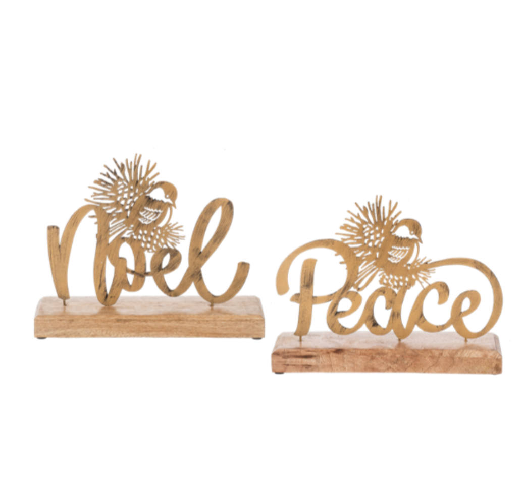 Metal/Wood Tabletop NOEL & PEACE ASST