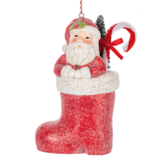 Santa In Boot Ornament