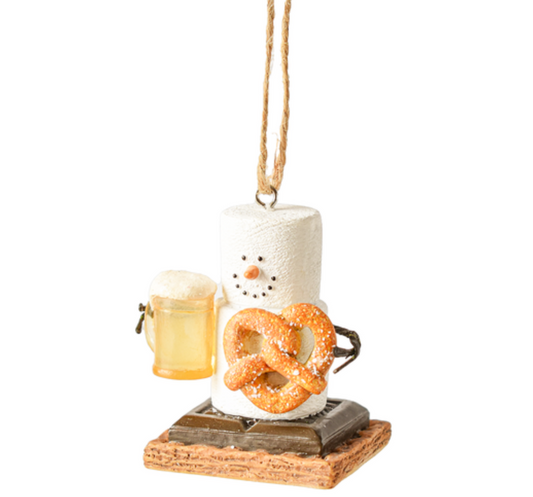 S'Mores Beer & Pretzel Ornament