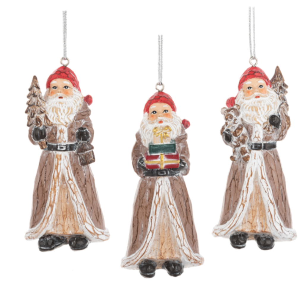 Woodland Santa Ornament ASST